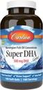 Carlson - 超级DHA宝石,500 mg DHA 补充剂,640 mg脂肪酸,野生挪威北极Omega 3鱼油补充剂,可持续来源的鱼油盖,180软胶