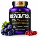 Reveratrol补充500mg — 98% Trans Resveratrol 1000mg 有机复合体 — NAD Resveratrol 抗氧化剂和抗衰老补充剂,用于心脏健康,记忆提升,健康公式,健康细胞支持