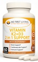 Me First Living Vitamin D3 K2 补充Bone和心脏健康 非GMO公式 125 MCG Vitamin D3和100 MCG Vitamin K2 MK-7 容易吞咽 Vitamin D & K 复合物与钙