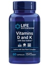 生命延长维生素D和K与海碘,维生素D3,维生素K1和K2,碘,支持伊敏,骨骼,动脉和甲状腺健康,Non-GMO,Gluten-Free,60 Capsules