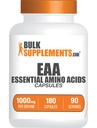 bulk补充.com 基本氨基酸卡普尔(EAA) - 氨基酸卡普尔(EAA) - EAAs 氨基酸卡普尔(EAA) - EAA Capsules - 1000 mg 服务 - 90天供应(180 Gelatin Capsules)