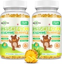 儿童用镁(Magnesium gummys for Kids) - 配有L-Theanine的镁(Glycinate Gummys)补充剂,成人和孩子用维生素B6,D3,睡眠用平静的镁(Calm Magnes),放松用,大脑,Bones,Sugar Free Pineapple 120ct