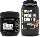 单水合核酸(NutraBio Creatine Monohydrate),无味,150g和Whey蛋白溶液,巧克力花生酱,补充包-肌肉能源,精液肌肉生长,恢复和强力