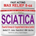 Sciatica Nerve Cream - 脚,手,脚,脚,脚趾,背- 自然超强 Arnica,MSM, Menthol, Soothing Cream, 大8 Oz