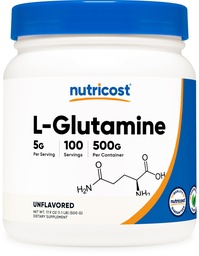 营养成本 L-Glutamine 粉末(500格拉姆) 无味 - Gluten Free & Non-GMO, 100 services