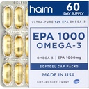 HAIM EPA1000 – 高概率EPA鱼油增购1,100mg Omega-3 心脏,大脑和联合健康 – 医药-格拉德软胶 – 纯,Burpless Capsules – 60 Softgel – 在美国制造