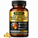 黑种子油盖-用新西兰玛努卡蜂蜜,冷压土耳其奈杰拉·萨蒂瓦油,2%Thymoquinone,Immune & 消化支持,美国制造,60个伯爵,每架1010毫克