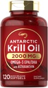 Carlyle Antartic Krill Oil 2000mg 120 Softgels Omega-3 EPA, DHA, 来源于Red Krill 最大强度 实验室测试
