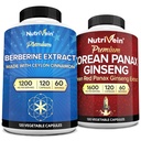Nutrivein Premium 韩语Panax Ginseng 补充语 & Berberine 补充语 Bundle:高吸附语 Berberine 复合语 & Genuine Red Ginseng Bundle 用于日常的清晰性,生命性,以及健康性