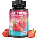Melatonin 片剂 - 10 mg 饮食补充剂 - 草莓裂片 - 200 Vegan 片剂 - 由 NextGenU制作
