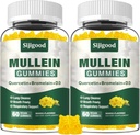 2 Pack Mullein Gummys for Lungs, Mullein Leaf 提取补充 与Bromelain, Quercetin, Mango Flavor, 120 Conte