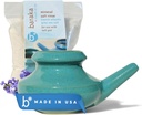 Baraka Neti Pot工具箱 - Snoring & Saline Solution,手工制作的陶瓷迪斯瓦舍保险,2oz矿物海盐,用于鼻子清洁和Sinus Rinse 完美用于成人和儿童的过敏救济(Jade)