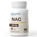 Puregen Labs N-乙酰-L-Cysteine (NAC) 600mg, 抗氧化剂支持补充剂, NAC 600 mg, 易吸 - 60 植物卡普尔