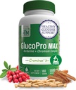 健康Thru营养GlucoPro Max - 含1500mg Berberine,Chrominex + Chromium,以及1000mg Cinnamon → Vegan, Non-GMO, Gluten Free → 包装180
