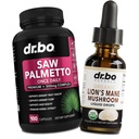 Saw Palmetto for Women hair Lost & Lions Mane Mushroom Drops - DHT 阻塞器增殖 Bladder & Organic Lion's Mane Mushroom Li液滴 - 纯 Saw Palmetto 头发减产和尿液药丸