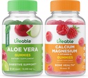 活的Aloe Vera + Calcium Magnesium, Gummys Bundle - 大品尝,维生素补充,Gluten Free, GMO Free, Chewable