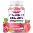 维生素B2 Gummys Riboflavin 400mg 儿童与成年人镁补充剂,Migraine Relief & Nervous系统支持的B2 Gummys, Vegan,无糖,Raspberry Flavor, 60 Counter