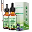 2 Pack Liquid Iron Supplement for Women Men & Kids, Vegan Iron D 配有维生素C D, B12, B-Complex, 配有多维特敏抗贫血液的高概率液体, 能源支持, 镁铁热液
