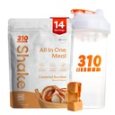 310 营养全能一餐替代 摇头粉 W/Shaker Cup 启动器 Kit - 高蛋白纤维富豪 Vegan 超级食品组合 - 无糖, Keto & Paleo 友好,低碳 - Caramel Sundae 14 srv