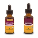 Herb Pharm Ashwagandha & Rhodiola 根提取器,用于能源、生命力、耐力和Stamina、无酒精甘油和有机甘蔗酒精,各1个奥兹