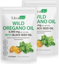 Oregano Capsules油 - 1 6000mg Oregano油中2 含黑籽油 200mg - Oregano油 补充 Capsules - 消化支持和抗氧化剂,非GMO消化支持(2包)