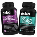 激活的碳化物 & Colon Cleanser Detox - 有机椰炭药 & Colon Cleanse for Stomach Gas Bloat & Regularity - Bowel Movement supplies for Stomach Bloating, Gut Support (英语).