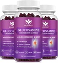 Glucosamine Chondroitin Gummys配有MSM & Elderberry - 1,500mg Glucosamine Chondroitin Gummys配有对男女的灵活性和免疫支持的补编,60 Gummys(3包)