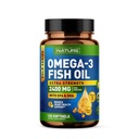 由原生Omega 3 鱼油软胶 - 2400 mg 鱼油,1440 mg Omega 3,864 mg EPA,576 mg DHA - 超强脑和心脏健康支持补充剂 - 120 软胶
