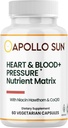 APOLLO SUN 心脏和血液+压力补充营养素矩阵,配有Hawthorn Extract,Niacin和COQ10,60 蔬菜卡普尔