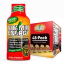 维生素能量聚焦+超强能量射击芒果48Pack,260mg天然咖啡因,B-维生素,CoQ10,氨基酸,聚焦,生产力和清晰度,零糖,无胶,1.93 fl oz