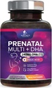 产前维生素含Folic Acid & DHA,胎儿脑发育支持含Folate & Omega 3's, 产前多维生素女性,维生素A, C, D, B6, B12 & Iron, 妊娠补充剂 - 240软胶