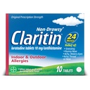 Claritin 24 HR Non Drowsy过敏性医学,洛拉塔丁抗组织胺药片,10 Ct