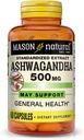 Mason Natural Ashwagandha 500毫克,压力和能源支助的适应剂,草药补充品,60天供应