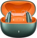 可充电的蓝牙助听器,用于Mild至严重听力损失 - OTC - Smart Fitting - RIC(收发机在运河) 减少噪音的设计 - 包括充电箱,绿色