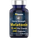 Tnvitamins Melatonin 15 MG Per Capsule (240 Capsules) – 成人全自然睡眠药丸 – 额外力量 Melatonin – 夜间睡眠援助 – 自然睡眠支持补充