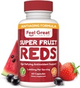 Feel Great Vitamins Superfecut Reds – 抗氧化剂超食品,多酚用于抗衰老和免疫支持 – Acai,Mangosten, Pomegrant, Blueberry & Much More – 60 Capsules