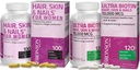 Bronson Hair, Skin & Nails 配有 Biotin 外加强度 女性维生素 + Ultra Biotin 10,000 Mcg