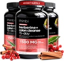 Colon Cleanse Berberine Supplement 1500mg - 3 Pack - 15天的男女附加力量 w/Senna Leaf, 便秘救助快速天然laxative, Gut Health - Made in USA