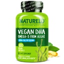 NATURELO VAGAN DHA - Omega 3 来自藻类的油 - 大脑,心脏,联合,眼部健康的补充 - 为男女儿童提供基本脂肪酸 - 补充产前维生素 - 120软胶