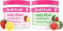 Belli Welli Daily Fiber Supplement Bundle - 草莓柠檬汁和西瓜 - 柯拉根、Probiotics和电解剂促进平衡健康 - 刷新火焰,32种服务