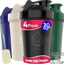 4 PACK,20 oz 摇牌瓶装有线Whisks Protein Mixes | 防滑剂摇牌瓶装 | BPA-Free & Dishwasher Safe |  Shake  Shake  Shake  Shake  Cup  Cup  Cup