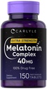 Carlyle Melatonin 40mg Complex 150 快速溶解板 + 150 外力支持 + 与 Ashwagandha 和 Chamomile + 蔬菜, Non-GMO, Gluten 免费补充