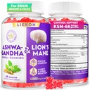 Ashwagandha Gummys - 为成年人提供有机Ashwagandha & Lions Mane Gummys,配有4种适应性压力、认知和免疫支持的草药 - Cortisol女性和男性补充剂,Berry Flavor - 60种