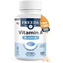 Freeda Vitamin A 15,000 IU – Retinyl Palmitate – Vegan, Kosher, No Fish – Eye, Vision, Immune & Skin Support – Tiny Easy to-Swallow Tables – VIT A Vitamina A 补编 – 250 平板电脑