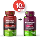 ORZAX Ginseng, 30% Ginsenosides, Premium 120 蔬菜盖和长老莓盖, 2000mg 60 蔬菜盖, Bundle