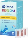 OMOGS儿童DHA蓝莓亮点Gummys,与Lutein,Omega-3和维生素C藻类DHA,为眼科健康,脑健康与健康免疫,Gluten Free,Vegan,60 Gummys.