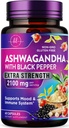 Ashwagandha 2,100 mg - Ashwagandha 配有粉末和根提取剂的Veggie Capsules妇女补充剂、高吸附剂的黑辣椒、植物基、非GMO、美国瓶装药 - 60 Veggie Capsules