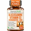 Glucosamine Chondroitin 配有维生素D3 2000IU – FSA 合格的男女联合补编 – 联合健康,毛皮钉,骨质健康与慰藉 MSM, Vit D, Bromelain & Boswellia – 120 Tabs