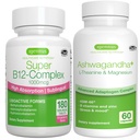 Super B12-Complex 1000mcg + 高级 Ashwagandha KSM-66, L- Theanine & Magnesium Bundle, 高吸附亚语维生素B12 + 多动作适配体复合体, by Igennus