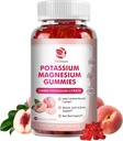 镁化钾 - 高吸收性镁 甘油与钾 分子式200mg + Omega 3, B6, D3, K2 & Calcium - Chewable Gummy for unital & Energy - Peach Flavor - 60 Count